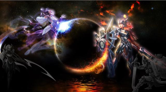 lol美图壁纸, 月亮与太阳的对抗!