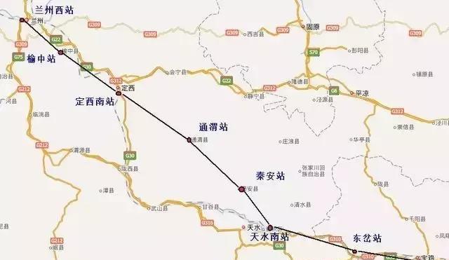 沿途主要站点有宝鸡南站,东岔站,天水南站,秦安站,通渭站,定西北站