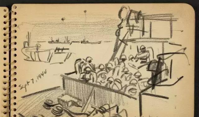 战争也不忘画速写,留下二战记录|速写|诺曼底登陆|战区_新浪新闻