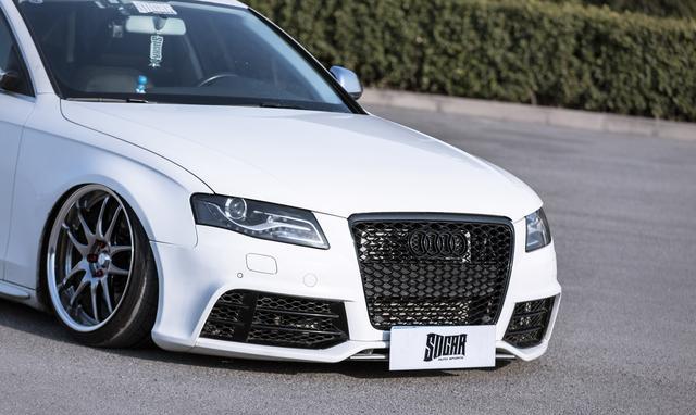 美女车主改装奥迪a4l 就是不一样 宽体气动大轮毂 一个不少!