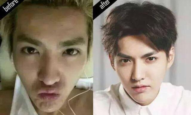 男明星也离不开化妆,妆前妆后差别巨大