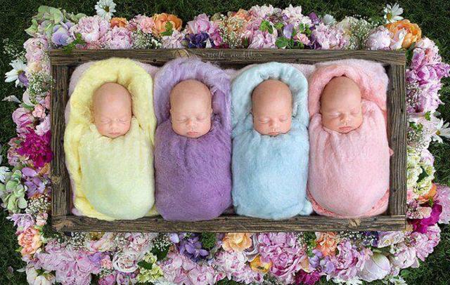 年轻的妈妈生下了四胞胎宝宝 摄影师拍照时觉得宝宝们太可爱了