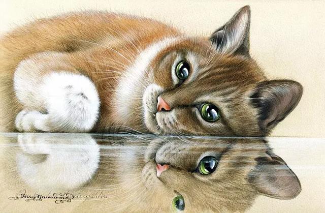 把猫画成这样也没谁了|艺术家|猫|猫科_新浪新闻