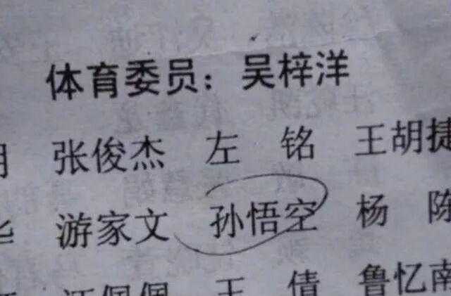 那些年我们见过的奇葩名字根本不用担心上课老师会提问啊