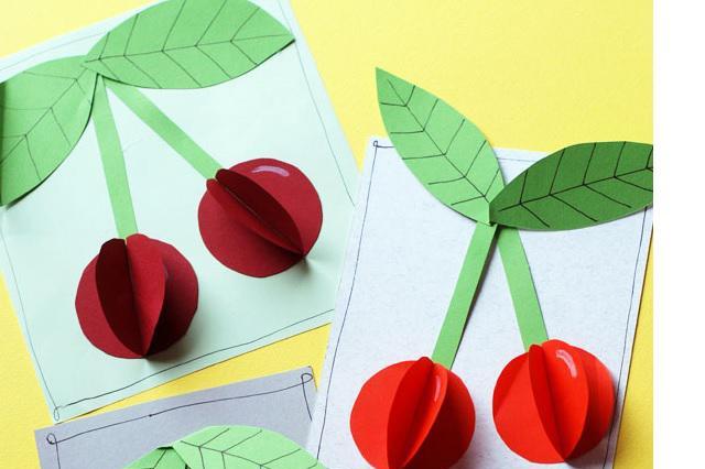 手工剪纸—3d纸樱桃