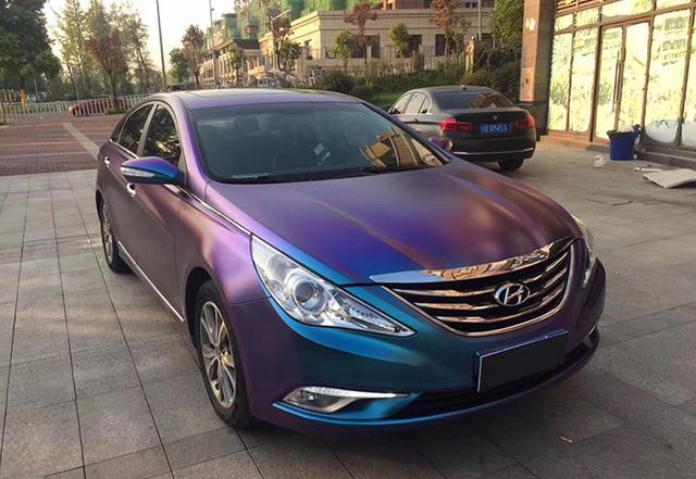 北京现代朗动车身改色钻石紫魅蓝贴膜效果图两种魅丽的颜色