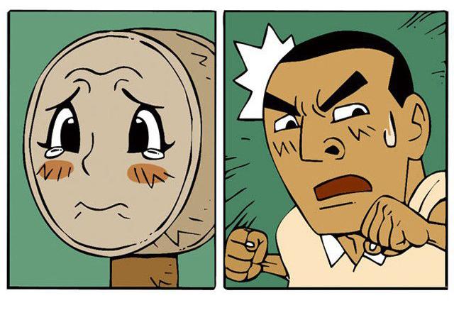 搞笑漫画看这张脸就想打