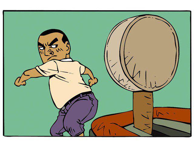 搞笑漫画:看这张脸就想打