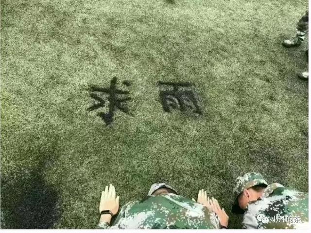 军训求雨 但是吧,教官说:谁说下雨就可以不训练了?