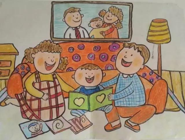 儿童美术绘画作品幸福的一家人画出家庭相处中的温馨时刻