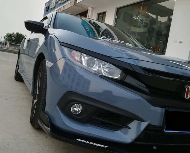 本田思域汽车改色亮水泥灰车身贴膜效果图