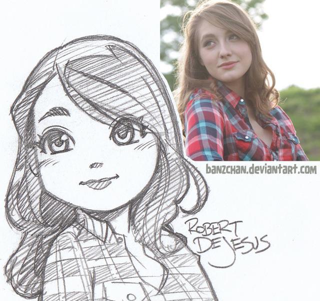 robert dejesus真人绘制q版漫画肖像