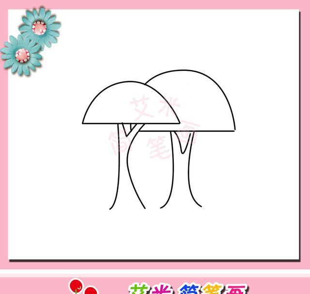 亲子绘画:用半圆形画出来的大树,很简单吧?