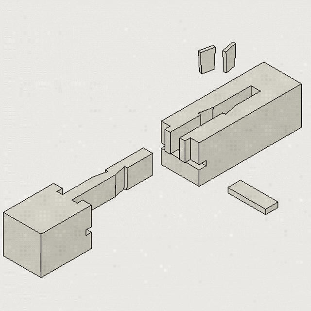 " 榫 头他制作的gif,简洁明了,让普通人也能够认识到这复杂精深的榫卯
