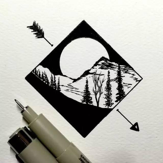 一根针管笔---黑白与几何体的碰撞之美