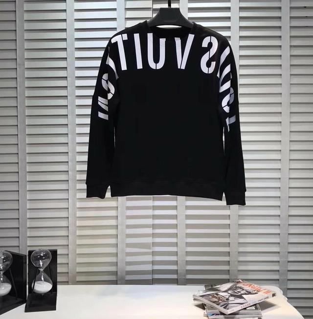 lv藤原浩联名系列—过肩印花logo长袖薄摩毛卫衣,黑白双色!