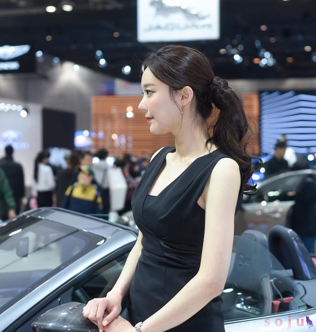 金多云 2017韩国首尔汽车沙龙 捷豹展台上的白皙车模