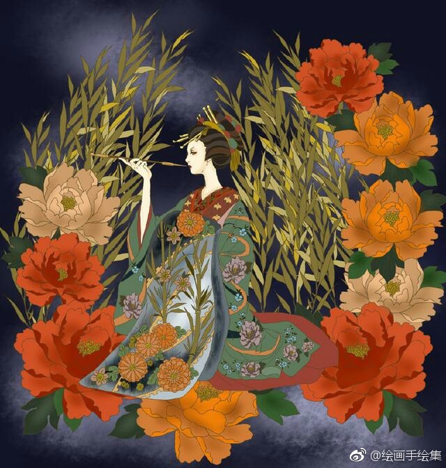 日本美人图唯美和风素材与和服仕女