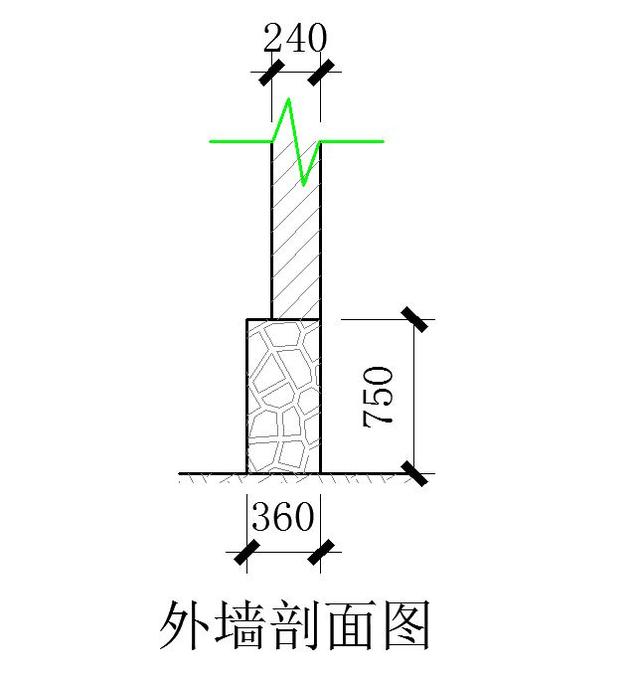 为某民用建筑物一层平面图,墙体采用实心砖,墙厚为240mm,勒脚采用