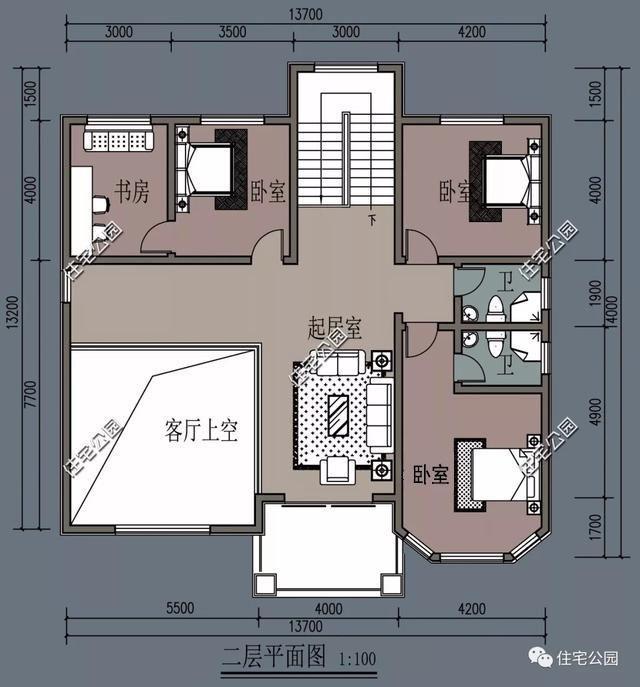13x13米农村别墅, 带地下室, 有堂屋, 美观经济!
