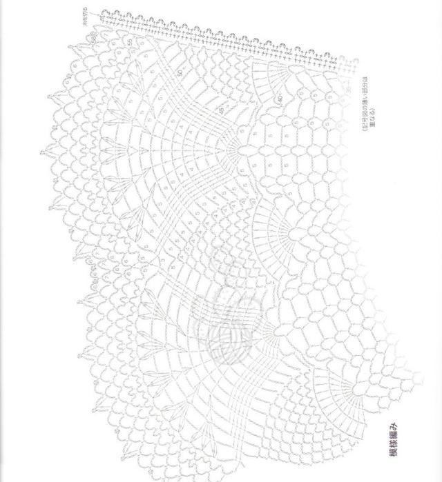 钩针菠萝花样半圆披肩蕾丝效果编织花样教程