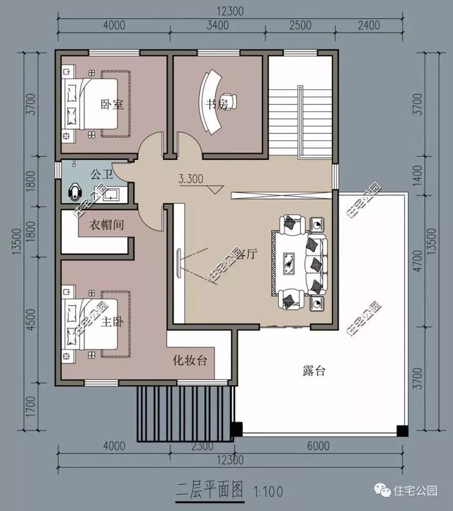 适合农村自建的2层经典别墅,占地12x13米,布局精简通透!