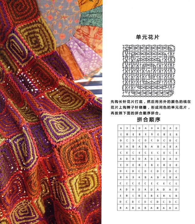 【钩针家居】另类钩法色彩缤纷的旋转的迷宫毯(有图解)