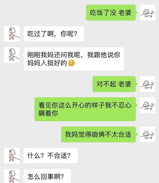 一對情侶分手前的聊天記錄,還好是沒有嫁