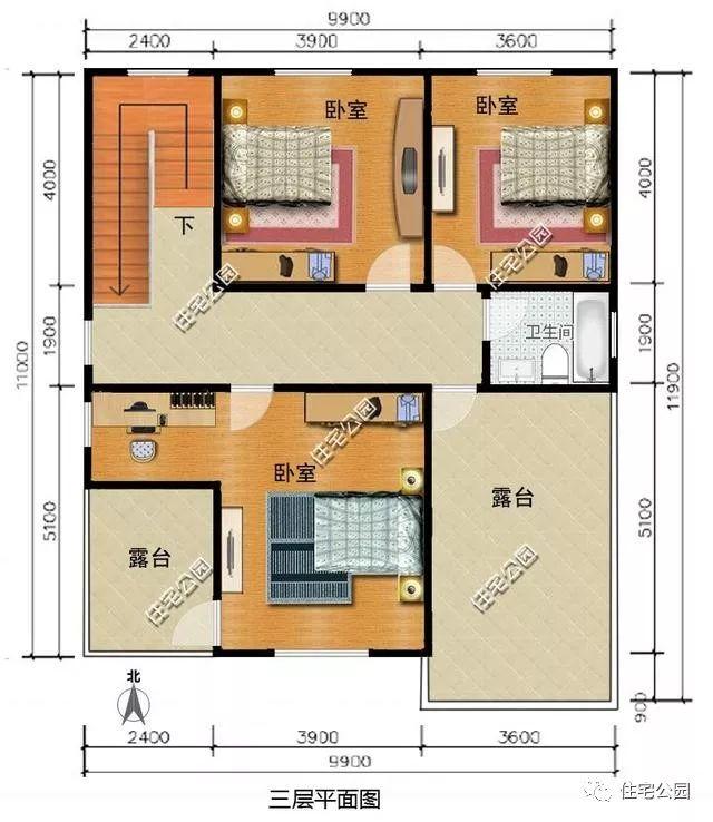 2套相似的农村别墅10x10米,方正户型,第2套7个卧室!