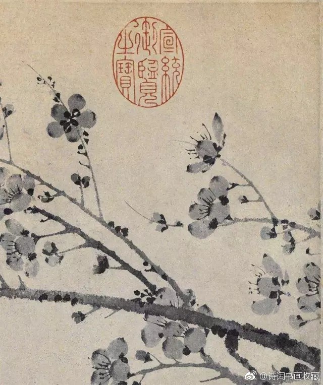 "王冕墨梅图,元代中国画,纸本水墨,纵50.9厘米,横31.