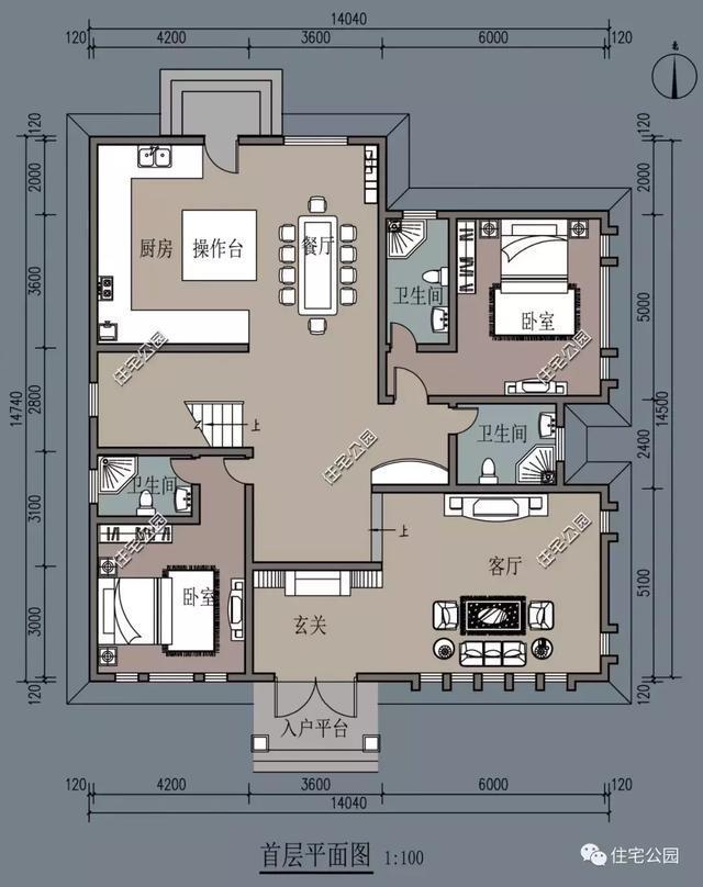 农村自建房的典范14x14米方正别墅6室2厅最适合农村人