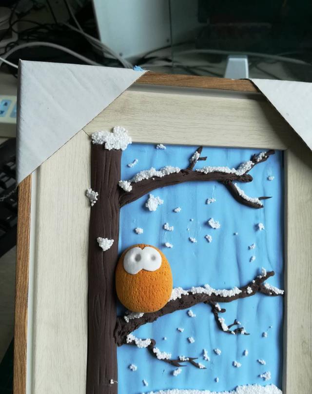 超轻粘土画作品——猫头鹰
