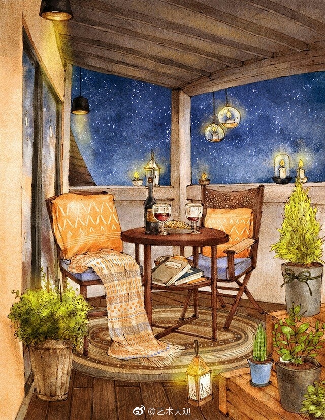 韩国插画师aeppol的温暖小清新风格生活场景画