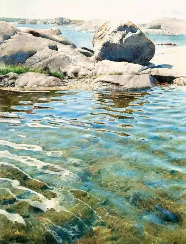 这居然是画出来的他用水彩画的水和石名扬世界