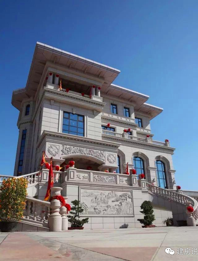 亿万富豪老家建千万别墅百万石材装饰彰显家大业大