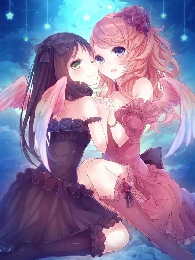 插画之双生闺蜜组合动漫少女我的另一个她在哪