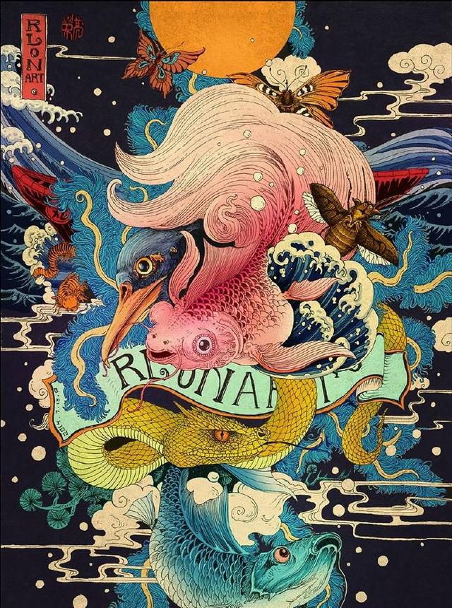 手绘中的精品画的太好了祥瑞来自中国插画师rlonwang