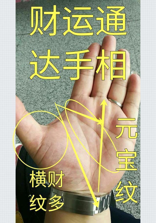 (人纹)末端有向上的分叉,奔向水星丘,止于小指下方,此纹称为人纹金叉