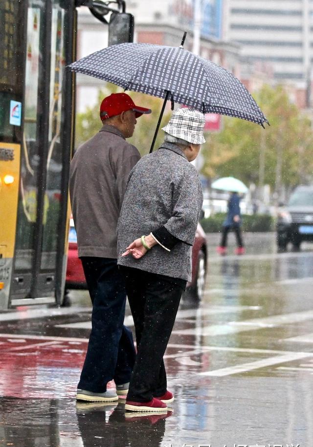 长假归来河北9地市迎雨雪老夫妻撑伞而行上演雨中温情