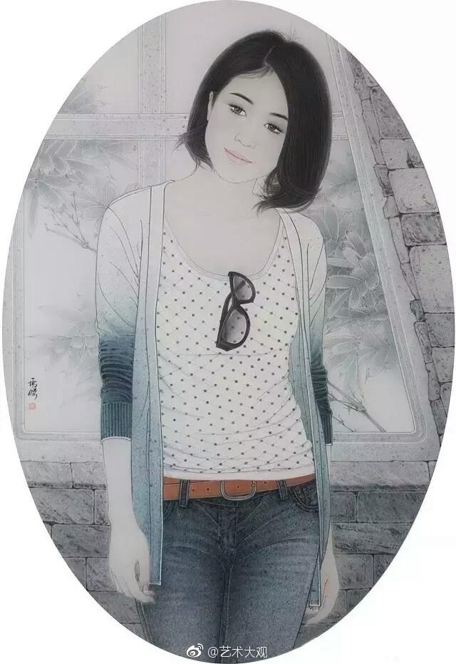 盘虎杰现代人物工笔画