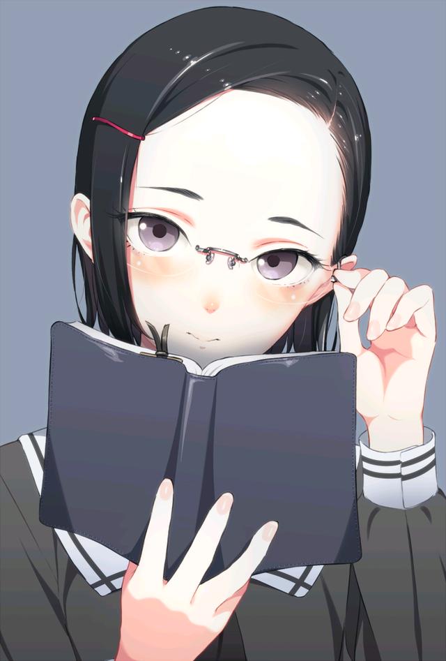 不经意间的动作最惹人爱,手扶眼镜插画特辑