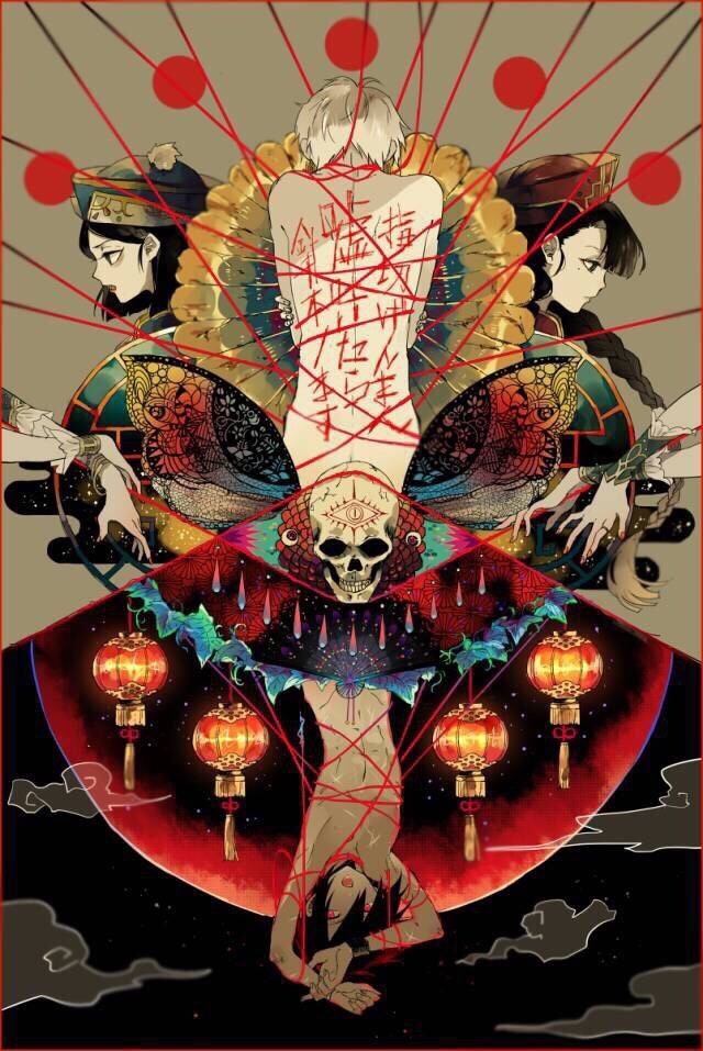 日漫风插画作品,bl,魔幻,怀旧,妖怪等等日本漫画中常见的元素