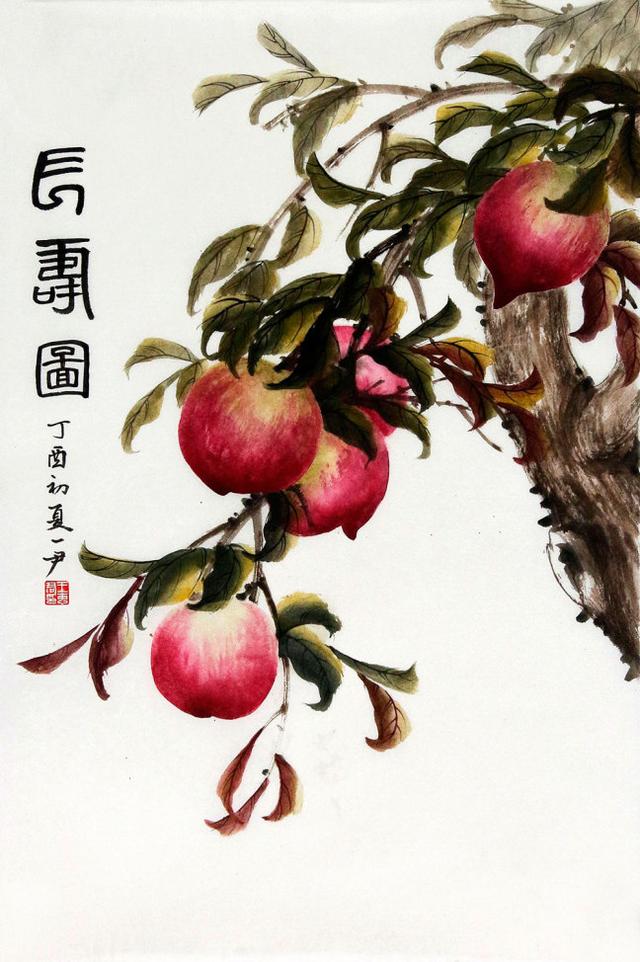 王惠君国画花鸟作品赏析细腻秀润绘寿桃