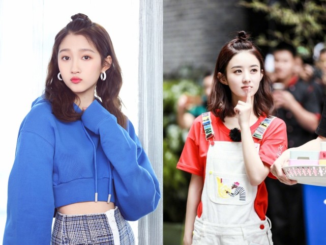 同样是啾啾头发型10岁之差赵丽颖比关晓彤还显得少女