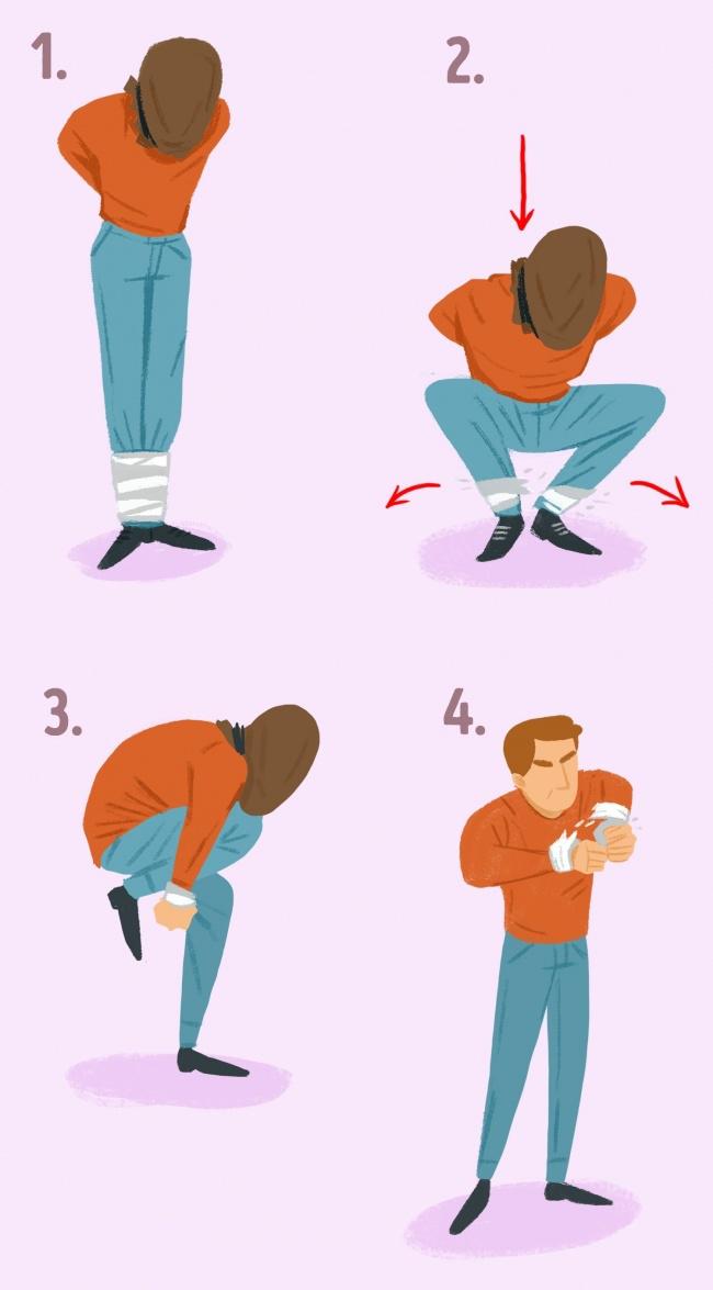 解放你的双手:如果你的手绑在背后,你必须向前移动它们.