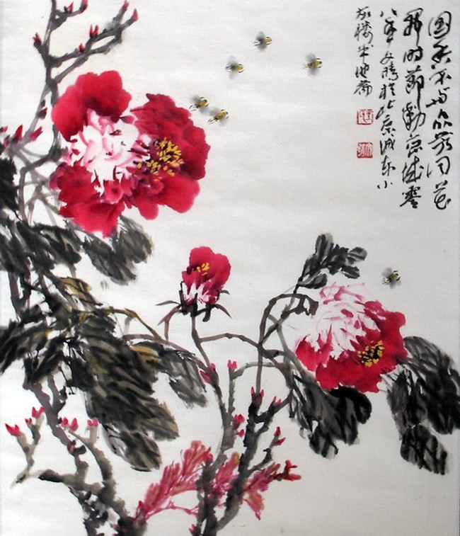 王文晴国画:国香袁珍珠《牡丹魂》王绣《国色天香》赵崇正《牡丹蜜蜂