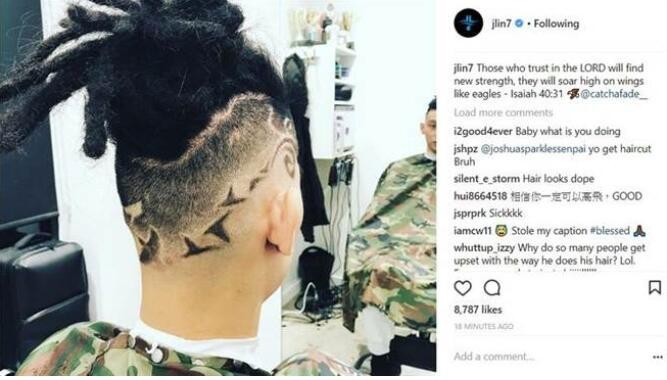 林书豪秀全新发型,如老鹰展翅高飞
