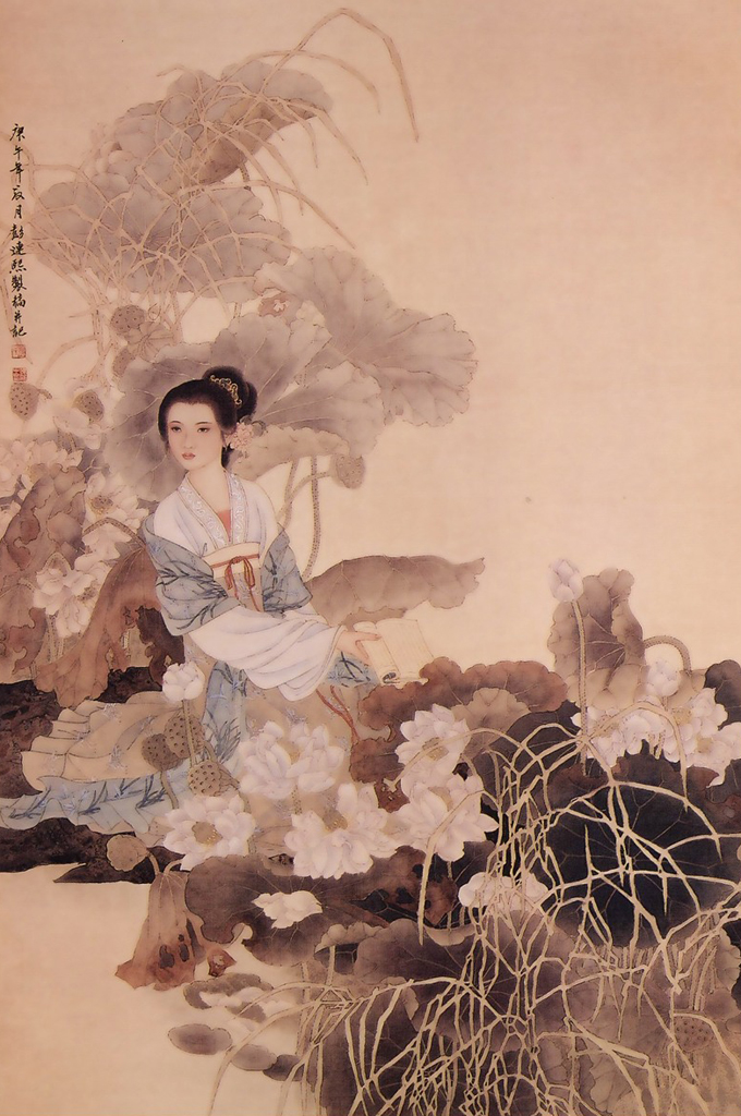 彭连熙精美工笔仕女图