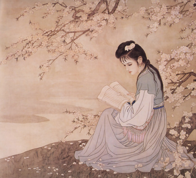 彭连熙精美工笔仕女图