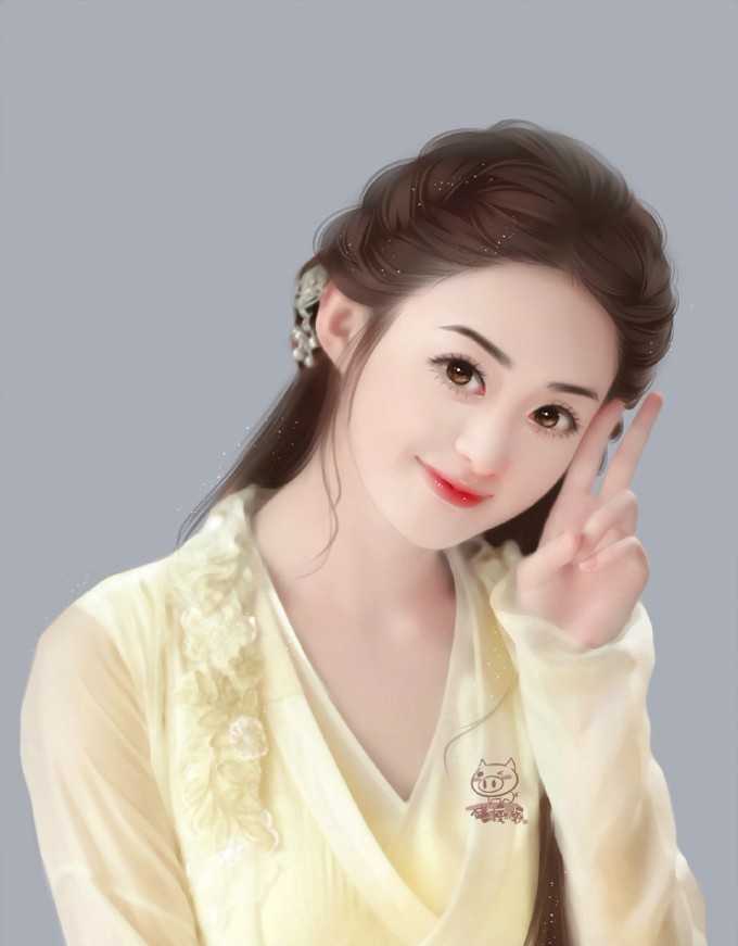 赵丽颖的二次元形象可爱清新 圆脸太无敌